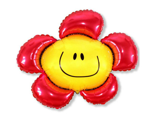 Шар фольгированный 14"/36см Цветочек красный солнечная улыбка мини купить в Челябинске в Упакофф