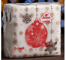 Салфетки бумажные 24*24см 50шт НОВЫЙ ГОД рисунок в ассортименте