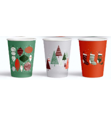 Стакан бумажный 250мл D80 НОВЫЙ ГОД рисунок в ассортименте