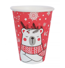 Стакан бумажный 350мл D90 НОВЫЙ ГОД рисунок в ассортименте