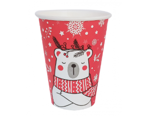 Стакан бумажный 350мл D90 НОВЫЙ ГОД рисунок в ассортименте купить в Челябинске в Упакофф