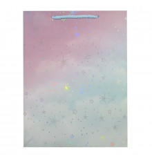 Пакет подарочный 26*12*32 Звездное небо тиснение фольгой ТМ ВЕСЕЛУХА