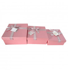 Коробка подарочная 19,5*19,5*9,5 Розовый с бантом БРАВО