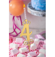 Топпер-свеча цифра 4 золото