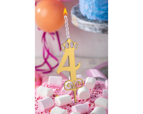 Топпер-свеча цифра 4 золото купить в Челябинске в Упакофф