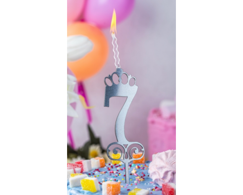 Топпер-свеча цифра 7 хамелеон купить в Челябинске в Упакофф