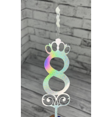 Топпер-свеча цифра 8 хамелеон