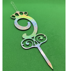 Топпер-свеча цифра 9 хамелеон