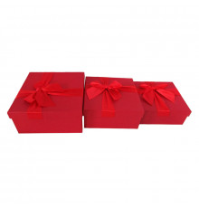 Коробка подарочная 15,5*15,5*6,5 Красный с бантом БРАВО