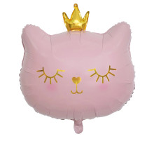 Шар фольгированный Котенок принцесса розовый