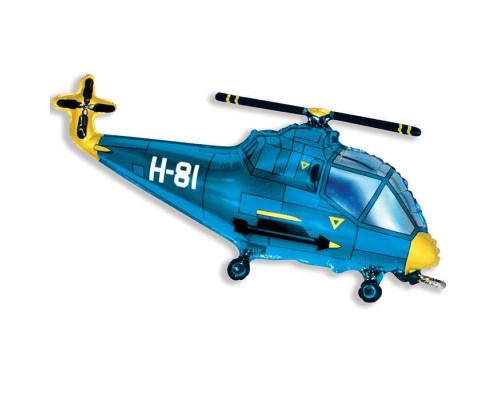 Шар фольгированный 14"/36см Вертолет синий мини купить в Челябинске в Упакофф