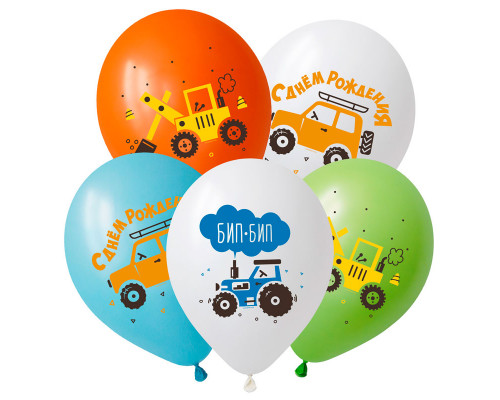 Шар латексный 12"/30см СДР Забавные машинки ассорти пастель (уп 50шт) купить в Челябинске в Упакофф