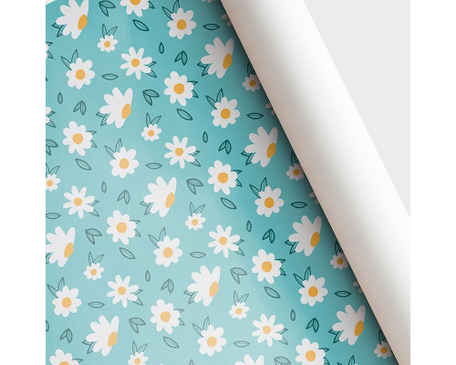 Бумага упаковочная 60*89 Ромашки (10шт) ТМ ВЕСЕЛЫЙ ПРАЗДНИК купить в Челябинске в Упакофф