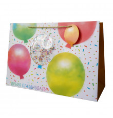 Пакет подарочный 39*17*27 Время праздновать. Разноцветные шары с конфетти БРАВО