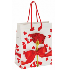 Пакет подарочный 18*10*23 Роза с лентой