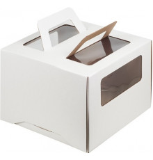 Коробка для торта 200*200*200мм с окном и ручками