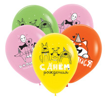 Шар латексный 12"/30см Милые собачки Ассорти Пастель ТМ DECOBAL (уп 50шт)