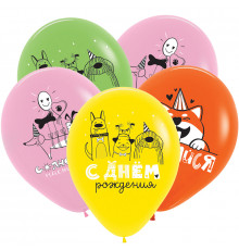 Шар латексный 12"/30см Милые собачки Ассорти Пастель ТМ DECOBAL (уп 50шт)