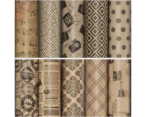 Бумага упаковочная 70*100см Золотая сказка Kraft Unlimited крафт ассорти