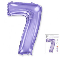 Шар фольгированный 40"/102см Цифра 7 сиреневый в упаковке