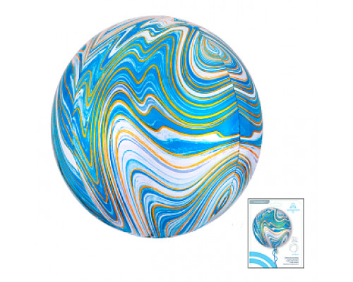 Сфера 3D 16"/41см Голубой мрамор в упаковке