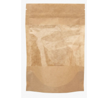 Пакет дой-пак 250*160 бумажный крафт окно 90мм с застежкой зип лок (уп50)