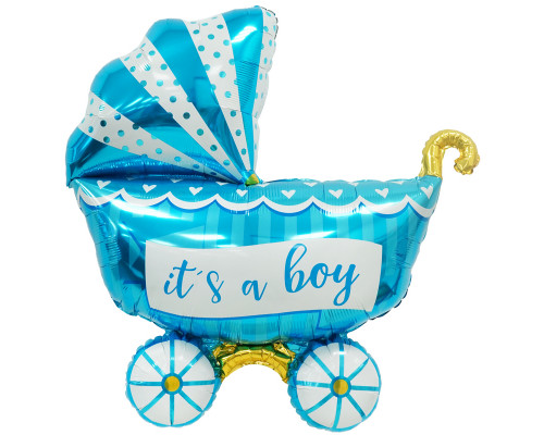 Шар фольгированный 33"/84см Это мальчик Голубая коляска ТМ ВЕСЕЛУХА