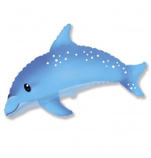 Шар фольгированный 14"/36см Милый дельфин голубой мини