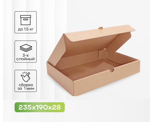 Коробка картонная самосборная 235*190*28мм СП ЧЛБ