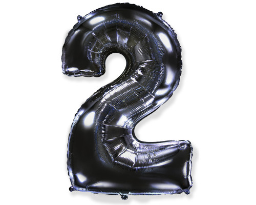 Шар фольгированный 40"/102см Цифра 2 черный