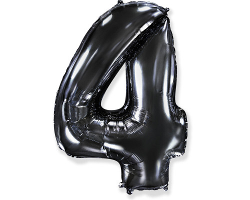 Шар фольгированный 40"/102см Цифра 4 черный