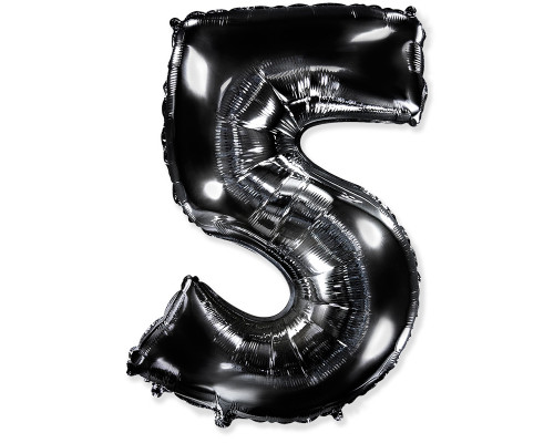 Шар фольгированный 40"/102см Цифра 5 черный