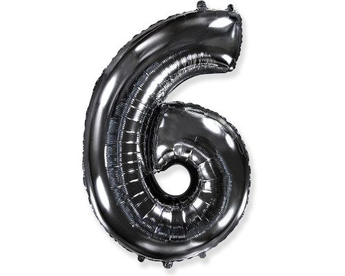 Шар фольгированный 40"/102см Цифра 6 черный