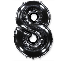 Шар фольгированный 40"/102см Цифра 8 черный