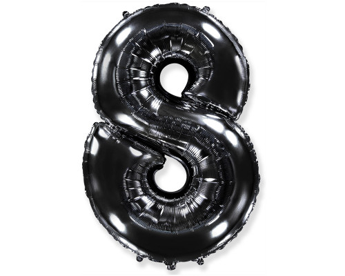 Шар фольгированный 40"/102см Цифра 8 черный