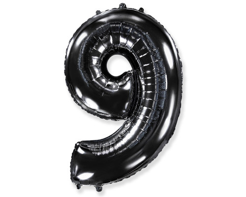 Шар фольгированный 40"/102см Цифра 9 черный