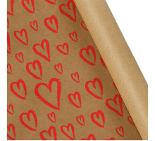 Бумага упаковочная 72см рул Сердца цвет в ассортименте крафт (10метров)