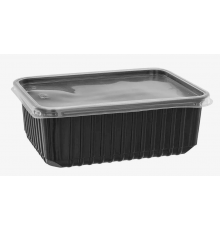 Контейнер прям 1000мл ДНО + КРЫШКА ЧЕРНЫЙ 186*132*63