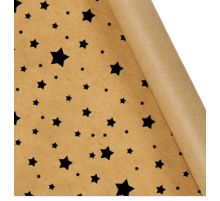 Бумага упаковочная 72см рул ЗВЕЗДЫ цвет в ассортименте крафт (10метров)