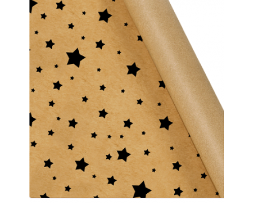 Бумага упаковочная 72см рул ЗВЕЗДЫ цвет в ассортименте крафт (10метров)