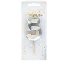 Свеча тортовая цифра 5 серебро Витые 4*1,1*9,5см ОСЗ