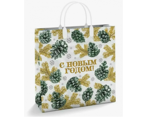 Пакет с пластиковой ручкой 30*30*10 150мкм НОВЫЙ ГОД мягкий пластик в ассортименте