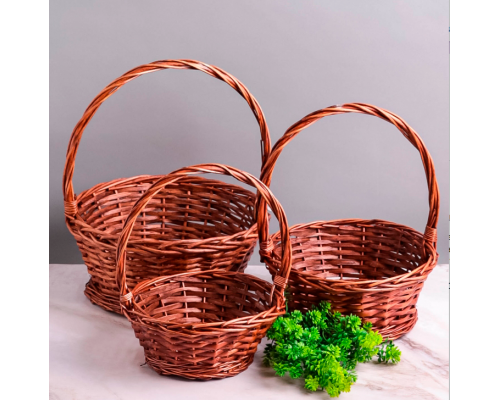 Корзина плетеная 24,5*26*9 Ива коричневая с ручкой