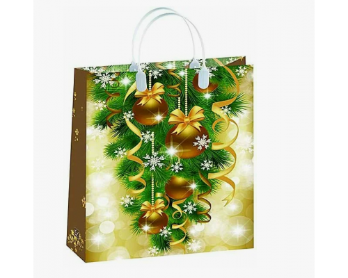 Пакет с пластиковой ручкой 32*42*10 150мкм НОВЫЙ ГОД мягкий пластик в ассортименте