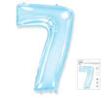 Шар фольгированный 40"/102см Цифра 7 светло-голубой в упаковке