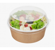 Контейнер "OSQ" Round Bowl 750мл крафт/белый c выпуклой крышкой