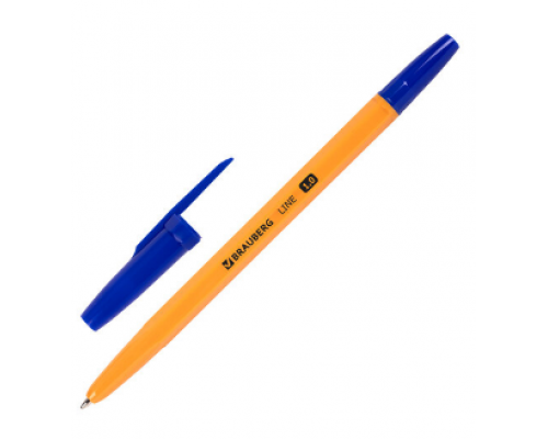 Ручка шариковая синяя 0,5мм корпус оранжевый BRAUBERG