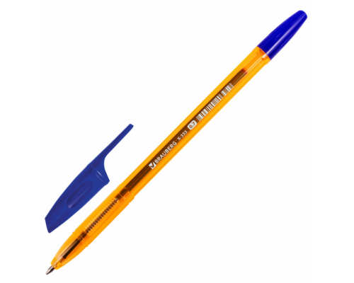 Ручка шариковая BRAUBERG AMBER СИНЯЯ корпус оранжевый узел 0,7мм линия 0,35мм