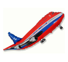 Шар фольгированный 14"/36см Самолет красный мини