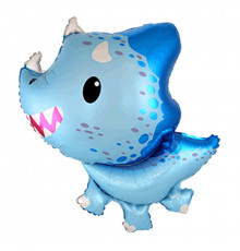 Шар фольгированный 12"/30см Дино Трицератопс голубой мини